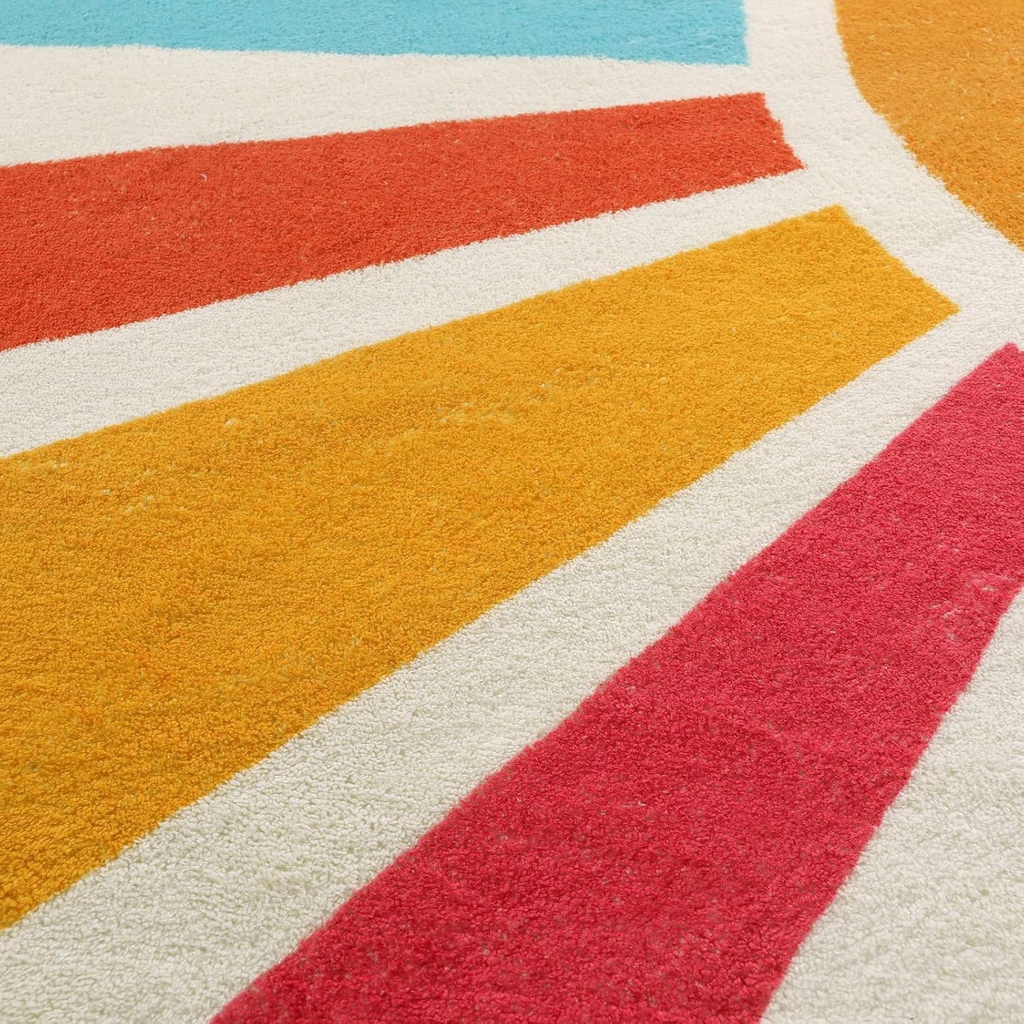 STARUIA Small Round Rug 4 Ft Washable Round Rug for Kids Room, Colorful Sun Circle Rug for Playroom, Non-Slip Circular Office Carpet Soft Rainbow Rug for Bedroom Reading Corner Dorm