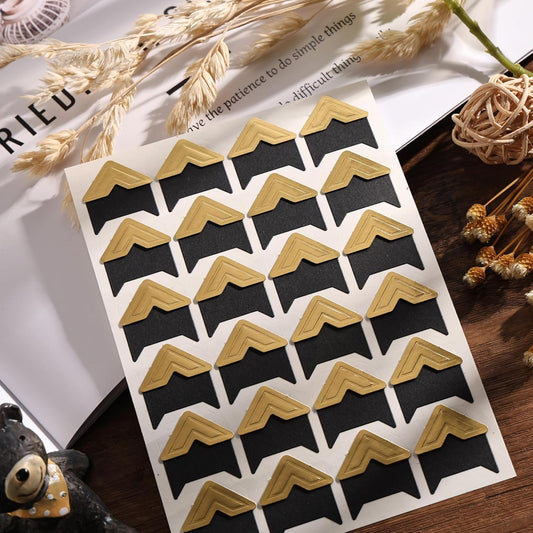 CHIALLCO Photo Corners 120 Pcs Gold Self-Adhesive Picture Mounting Corner Stickers for DIY Scrapbook, Acid Free Photo Mounting Corners for Photo Album, DIY Scrapbook Stickers, Memory Books, Diary
