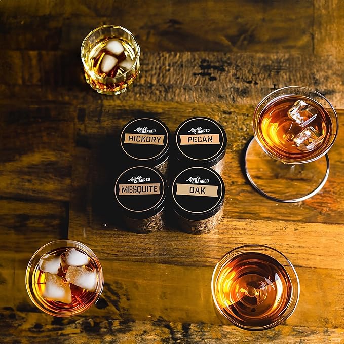 400 Cocktail Smoker Wood Chips - Bold Flavors Big Pack - Pecan, Hickory, Oak, Mesquite - Whiskey Smoker Wood Chips for Bourbon & Cocktail Smoker Kits