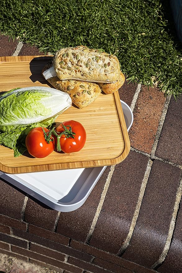 Everdure CUBE Portable Charcoal Grill, Tabletop BBQ, Perfect Tailgate, Beach, Patio, or Camping Grill, Lightweight & Compact Small Grill with Preparation Board & Food Storage Tray, Stone
