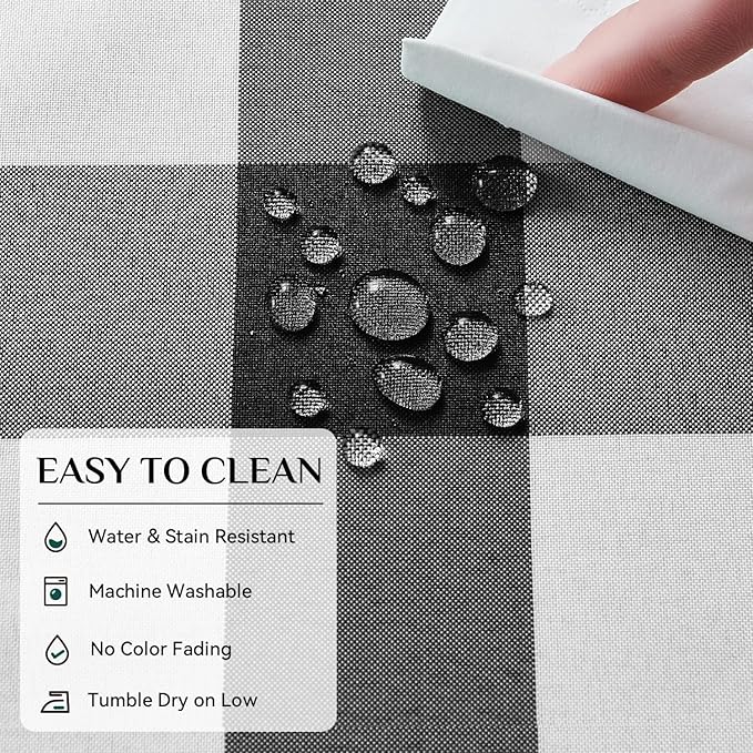 Softalker Gingham Checkered Tablecloth Rectangle - Outdoor Waterproof Buffalo Plaid Table Cloth, Stain Resistant Washable Table Cover for Picnic, Camping - Black and White, 2 Pack - 60 x 84 Inch