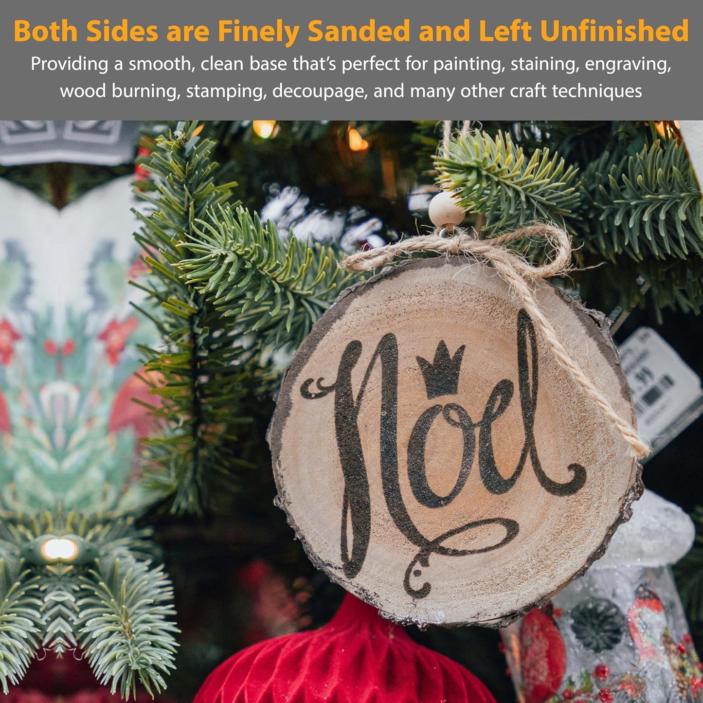 Wood Slices in Mesh Bag for Crafts DIY Projects Rustic Wedding Decorations Ornaments Coasters Tags Home Decor (Natural)