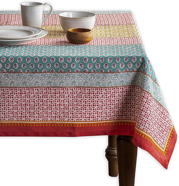 Maison d' Hermine Table Cloth Rectangle Table 100% Cotton 70 x 108 Inches Tablecloth Reusable Decorative Everyday Use for Dining Room, Farmhouse, Home Party, Festive & Wedding Spring Summer - Provence