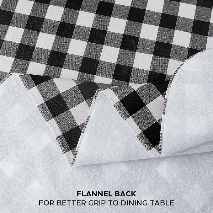 Nasitos 2 Pack Gingham Vinyl Tablecloth 60x102 Inch-Rectangle Picnic Table Cover Waterproof Vinyl Plastic Table Cloth, Black and White Checkered Flannel Backed Tablecloth for Parties, Dinner, Outdoor