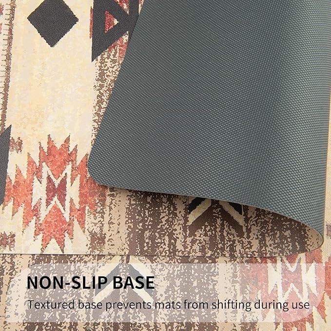 QIYI Placemats Set of 4, 12x18 Inch Faux Leather Place Mats for Kitchen Dinning, Heat Resistant Anti Slip Brown Table Mats, Waterproof Wipeable Washable Placemat Party Table Décor, Geometric Motifs
