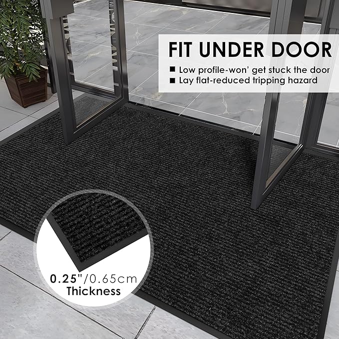 2′ x 28′ Front Door Mat Indoor Outdoor Entrance, Commercial Floor Mat Heavy Duty Dirt Trapper Entryway Doormat, Custom Size Non Slip Rubber Backing Welcome mat, Door Mat for High Traffic Area
