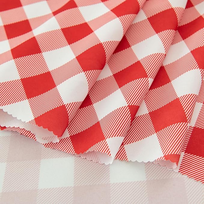 Waterproof Plaid Tablecloth Fabric - Round 90 Inch Classic Gingham Checker Table Cloth for Indoor/Outdoor Use - Buffalo Table Cover for Picnics, BBQs, and Parties