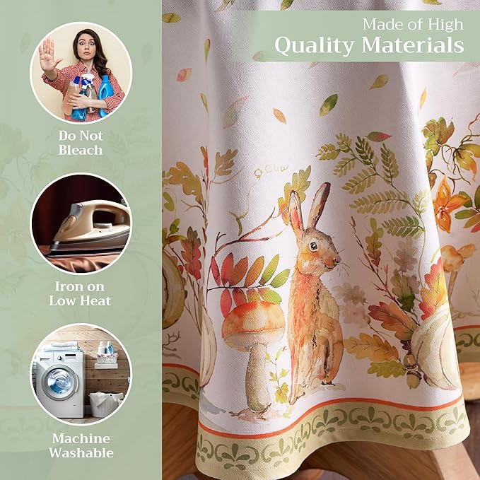 Maison d' Hermine Table Cloth Round Table 100% Cotton 63 Inches Fall Tablecloth Reusable Everyday Use for Thanksgiving Christmas Decorations Dining Farmhouse Party (Pumpkin Passion)