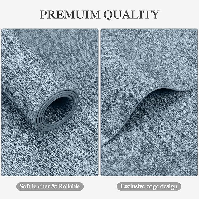 Faux Leather Heat Resistant Placemats Set of 6 – Waterproof Oilproof Wipeable Dining PU Vinyl Place Mat Easy Clean Table Mats for Kitchen/Dining/Party/Holiday, Blue