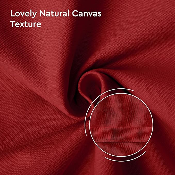 Encasa XO Table Runner 13"x36" Long | Cotton Canvas Fabric | Deep Red Solid Color | Machine Washable & Durable