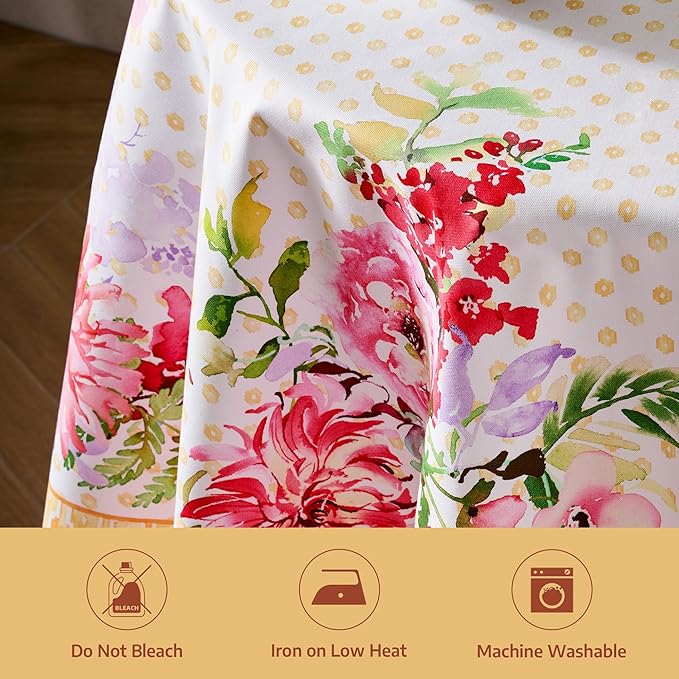 Maison d'Hermine Premium Table Cloth Round Table 100% Cotton 70 Inches Tablecloth Reusable Decorative Everyday Use for Dining Room, Farmhouse, Home, Party, Festive & Wedding - Summer Joy