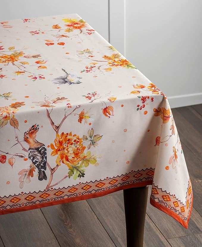 Maison d' Hermine Table Cloth Rectangle Table 100% Cotton 70 x 90 Inches Fall Tablecloth Reusable Everyday Use for Thanksgiving Christmas Decorations Dining Farmhouse Party (Kelim - Prairie)