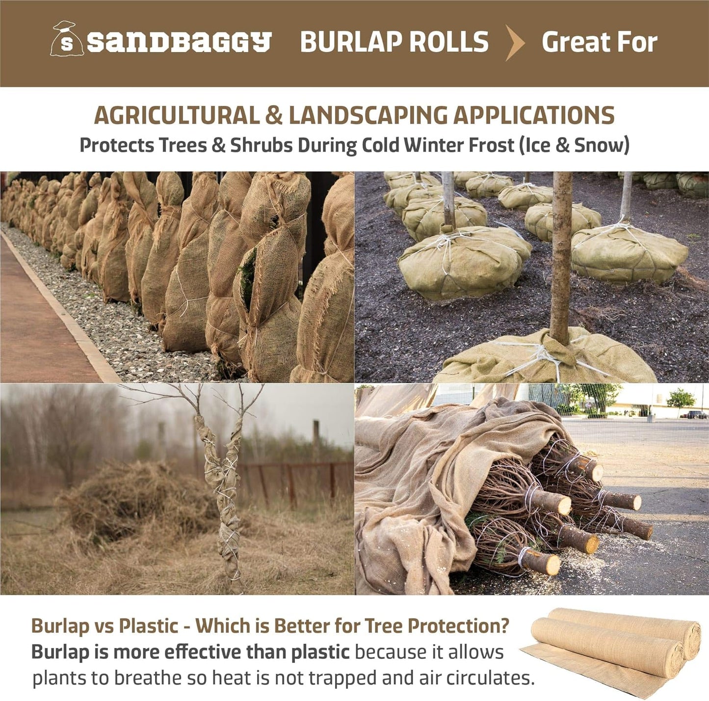 Sandbaggy Burlap Fabric Roll | 40 Inch by 300 ft | Great for Garden, Yard, Wedding, Craft, Decorating Tables | Constructed from Industrial Grade Burlap Fiber | 30% Thicker Than Competition (5 Rolls)