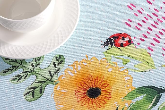 Maison d' Hermine Table Cloth Round Table 100% Cotton 63 Inches Tablecloth Reusable Decorative for Dining Room, Farmhouse, Home, Party, Festive & Wedding Spring Summer - Jardin D'Ete - Mint