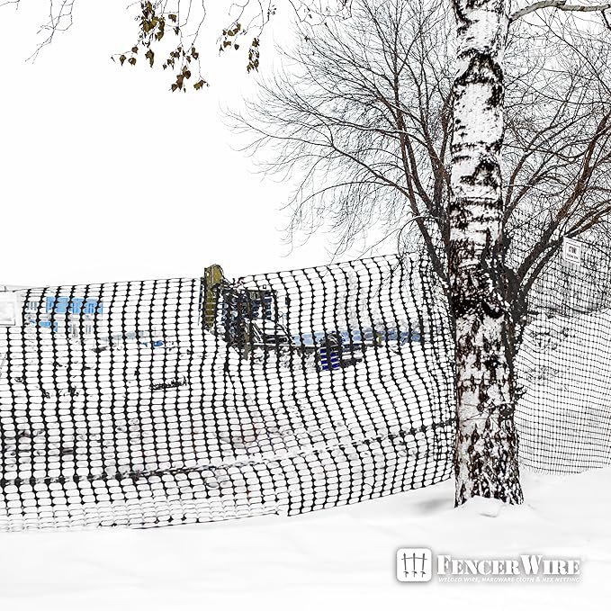 Fencer Wire 4 ft. Safety Fence, 100 ft. Black Plastic Fencing Roll for Construction, Pet and Event Fencing, 4 cm x 10 cm Mesh