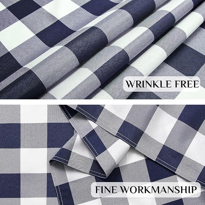 Softalker Gingham Checkered Tablecloth Rectangle - Outdoor Waterproof Buffalo Plaid Table Cloth, Stain Resistant Washable Table Cover for Picnic, Camping, Dining - Navy Blue and White, 54 x 108 Inch