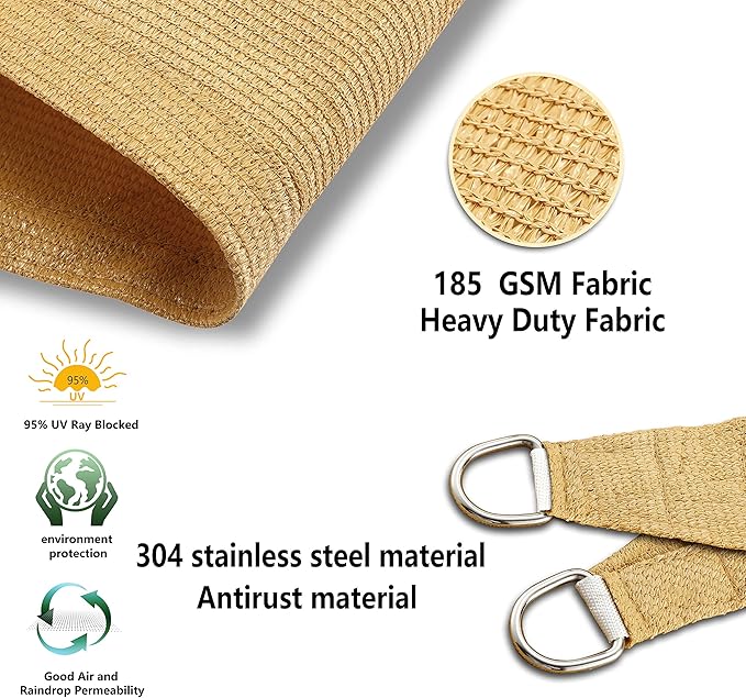 Tronssien Rectangle 12'x16' Sun Shade Sail,95% UV Blockage Canopy Awning for Outdoor Patio and Garden, Yard Activities