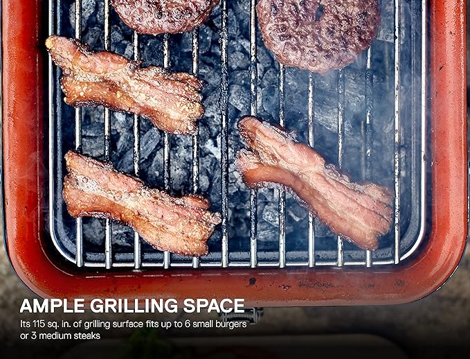 Everdure CUBE Portable Charcoal Grill, Tabletop BBQ, Perfect Tailgate, Beach, Patio, or Camping Grill, Lightweight & Compact Small Grill with Preparation Board & Food Storage Tray, Stone