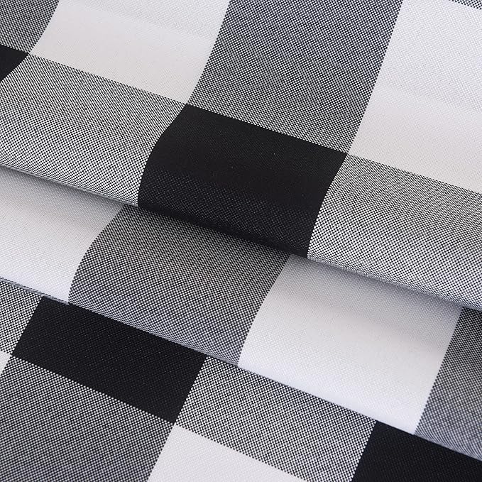 Cupuamon 2 Pack Waterproof Polyester Fabic Rectangle Checkered Tablecloth，60x102 Outdoor Table Cloth，Oil Stain Prevention Table Cloth for Pinics and Parties（Black and White）