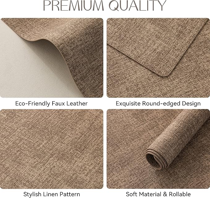 Romanstile Vinyl Placemats Set of 12-12 X 17 Inch - Heat Resistant Place Mats 100% Waterproof Oilproof Wipeable Reversible Faux Leather Table Mats for Kitchen, Dining, Party, Outdoor, Coffee
