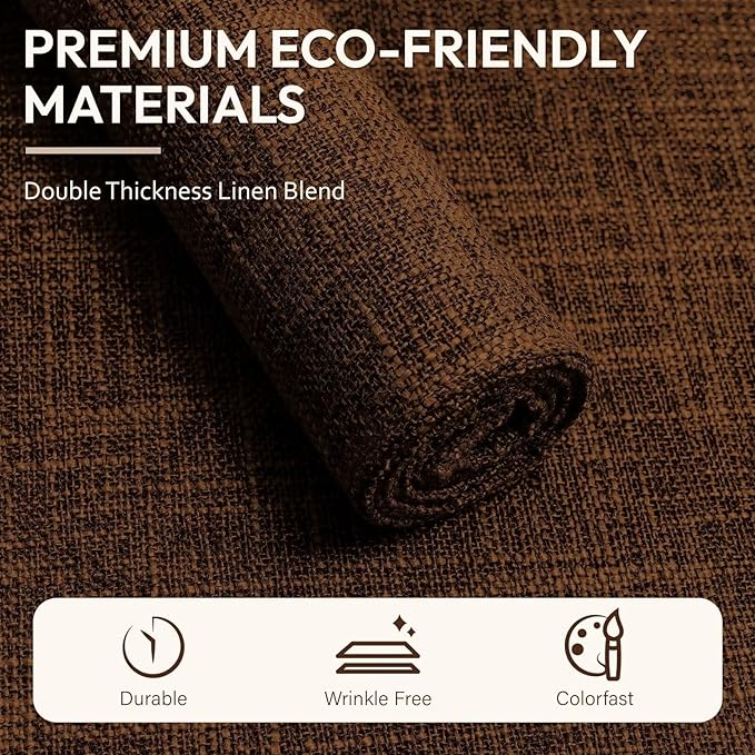 Blue Forest Placemats Set of 6, Dual-Layered Thickened Faux Linen Cloth Place Mats Heat Resistant Machine Washable Wrinkle Free Table Mats Indoor/Outdoor (Brown)