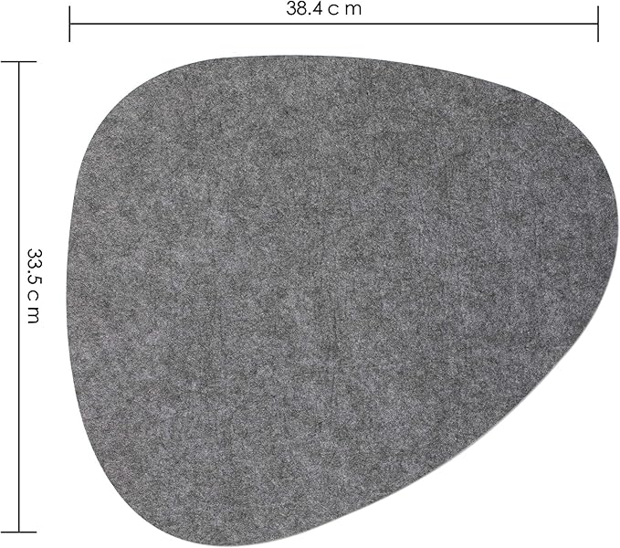 Chillify Table Coaster Set of 6 | Felt Coasters | Non-Slip, Heat-Resistant, Washable Table Mats | Suitable for Outdoor Use | Gray, Oval