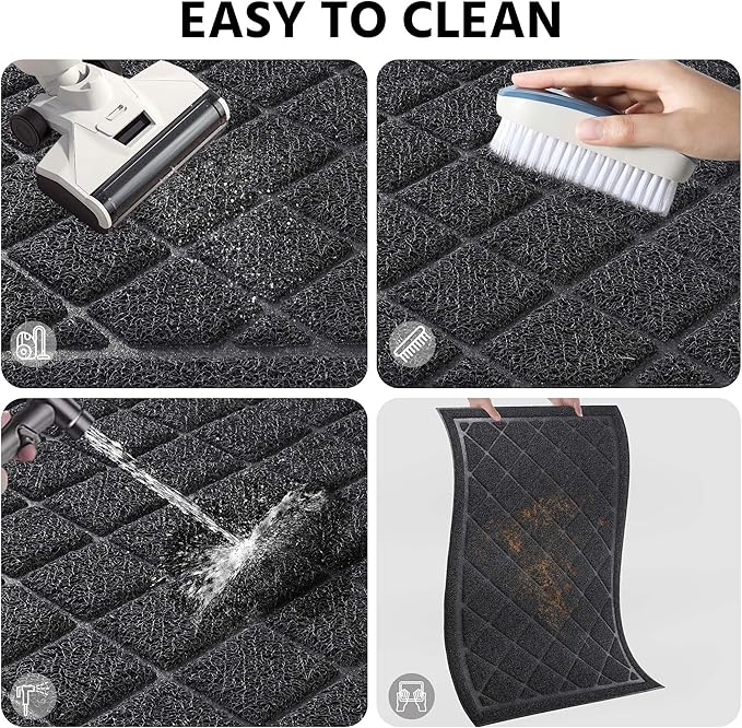 Front Door Mat Indoor Outdoor Entrance, 24" x 48" All-Season Heavy Duty Waterproof Doormat, Non-Slip Absorbent Entryway Mat, Easy to Clean, Low Profile Commercial Floor Mat for Indoor Outdoor