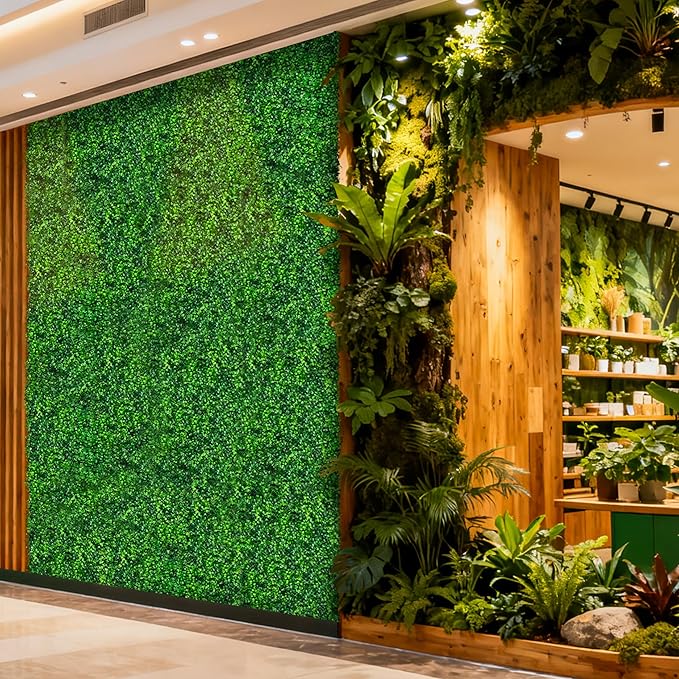 24x16 Inch Artificial Boxwood Panels (24-Pack) - UV Protected Faux Grass Wall Mats for Outdoor Fence Cover, Garden Privacy Screen, Indoor Wall Decor, and Wedding Backdrops