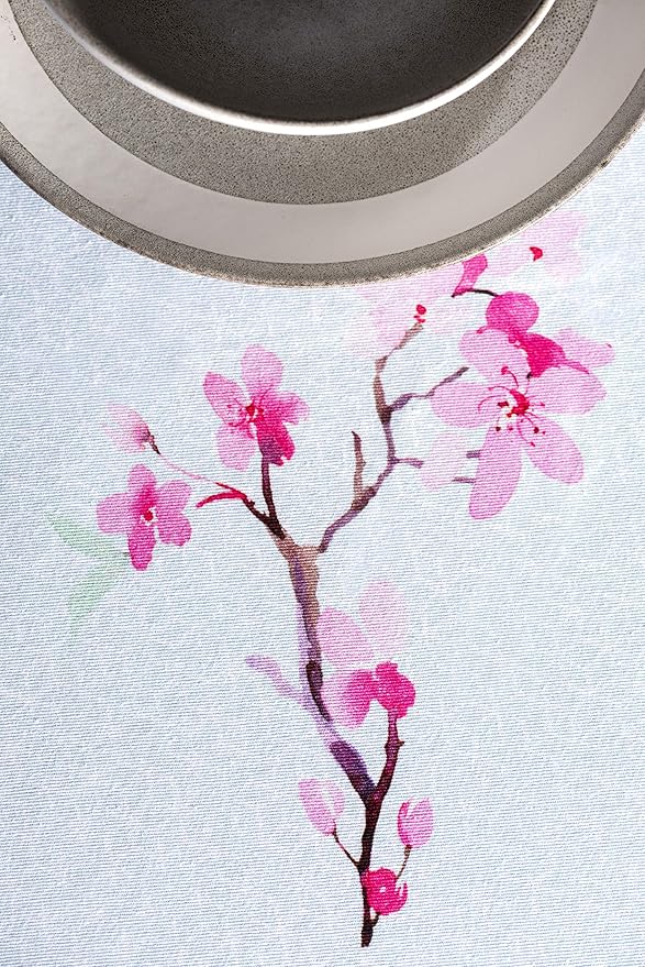 Maison d' Hermine Table Cloth Round Table 100% Cotton 69 Inches Tablecloth Reusable Decorative Everyday Use for Dining Room, Farmhouse, Home Party, Festive & Wedding Spring Summer - Blossoms In Spring