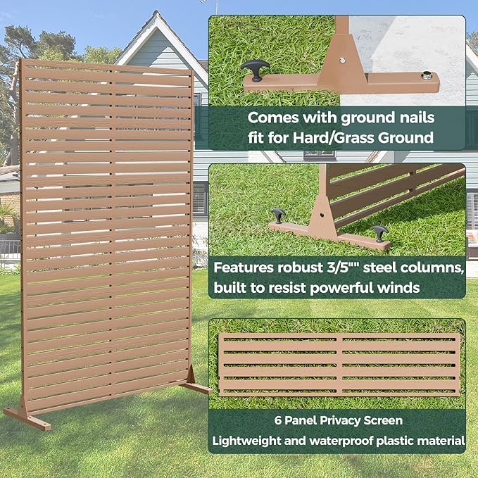 Privacy Fence Screen Outdoor Freestanding Privacy Panel, 72" H×47" W HDPE Decorative Panels with Stand, Room/Garden Divider, Outdoor Privacy Screen for Patio,Deck, Balcony, Pool