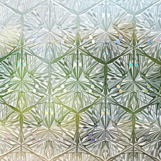 rabbitgoo Window Privacy Film Stained Glass Window Film, Decorative Stickers Removable UV Sun Blocking Clings Door Coverings, Diamond Pattern, 17.5 x 157.5 inches