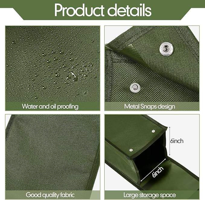 Amylove Grill Utensil Storage Bag BBQ Tool Storage Bags Barbecue Hardware Tool BBQ Utensil Holder Pouch Oxford Cloth Accessory Foldable for Camping Hiking(2 Pcs,Army Green)