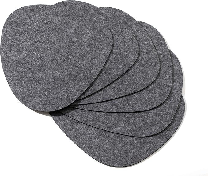 Chillify Table Coaster Set of 6 | Felt Coasters | Non-Slip, Heat-Resistant, Washable Table Mats | Suitable for Outdoor Use | Gray, Oval