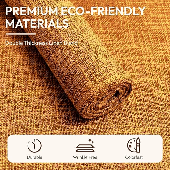 Blue Forest Placemats Set of 4, Dual-Layered Thickened Faux Linen Cloth Place Mats Heat Resistant Machine Washable Wrinkle Free Table Mats Indoor/Outdoor (Orange)