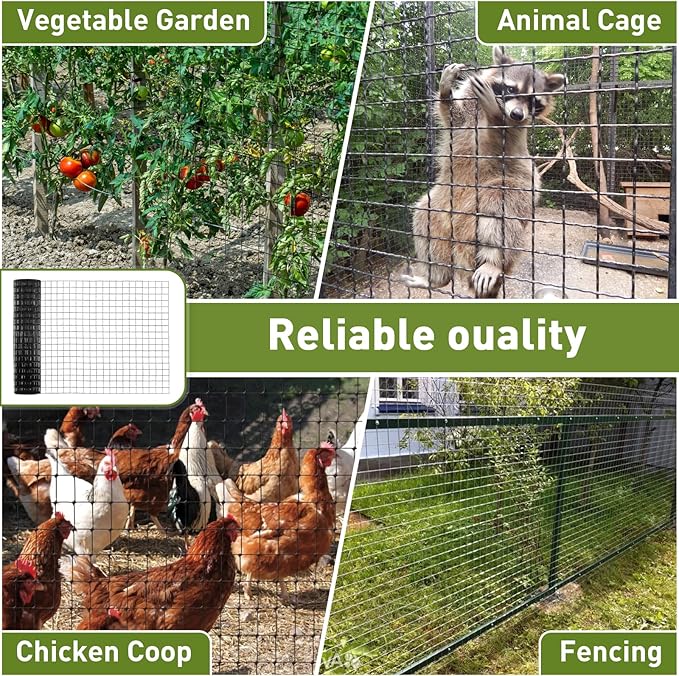 Wire Fence, 36 in x 50 ft PVC Coated Welded Wire Fence, 16GA Garden Border Vinyl Metal Chicken Wire Fencing Mesh Roll for Chicken Poultry Coop, Animal, Fencing，Garden Protection