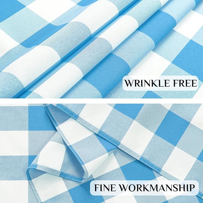 Softalker Gingham Checkered Tablecloth Rectangle - Outdoor Waterproof Buffalo Plaid Table Cloth, Stain Resistant Washable Table Cover for Picnic, Camping, Dining - Blue and White, 54 x 78 Inch