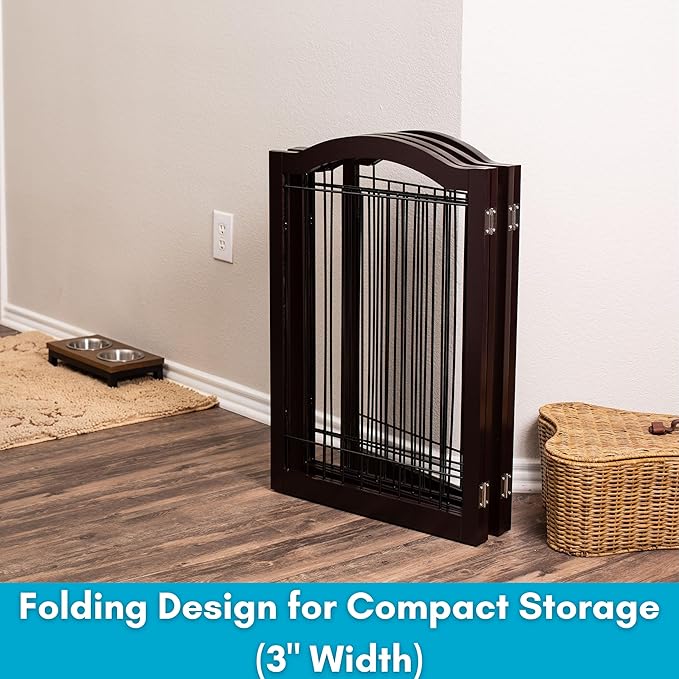 Internet's Best Wire Dog Gate with Arched Top - 4 Panel - 30" Tall - Espresso