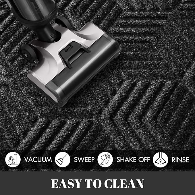 Yimobra Outdoor Indoor Runner Mat 72x24, All-Season Waterproof Entrance Mat for Front Door with Drainage Holes, Heavy Duty Non-Slip Doormat for Garage Patio Entryway, Black