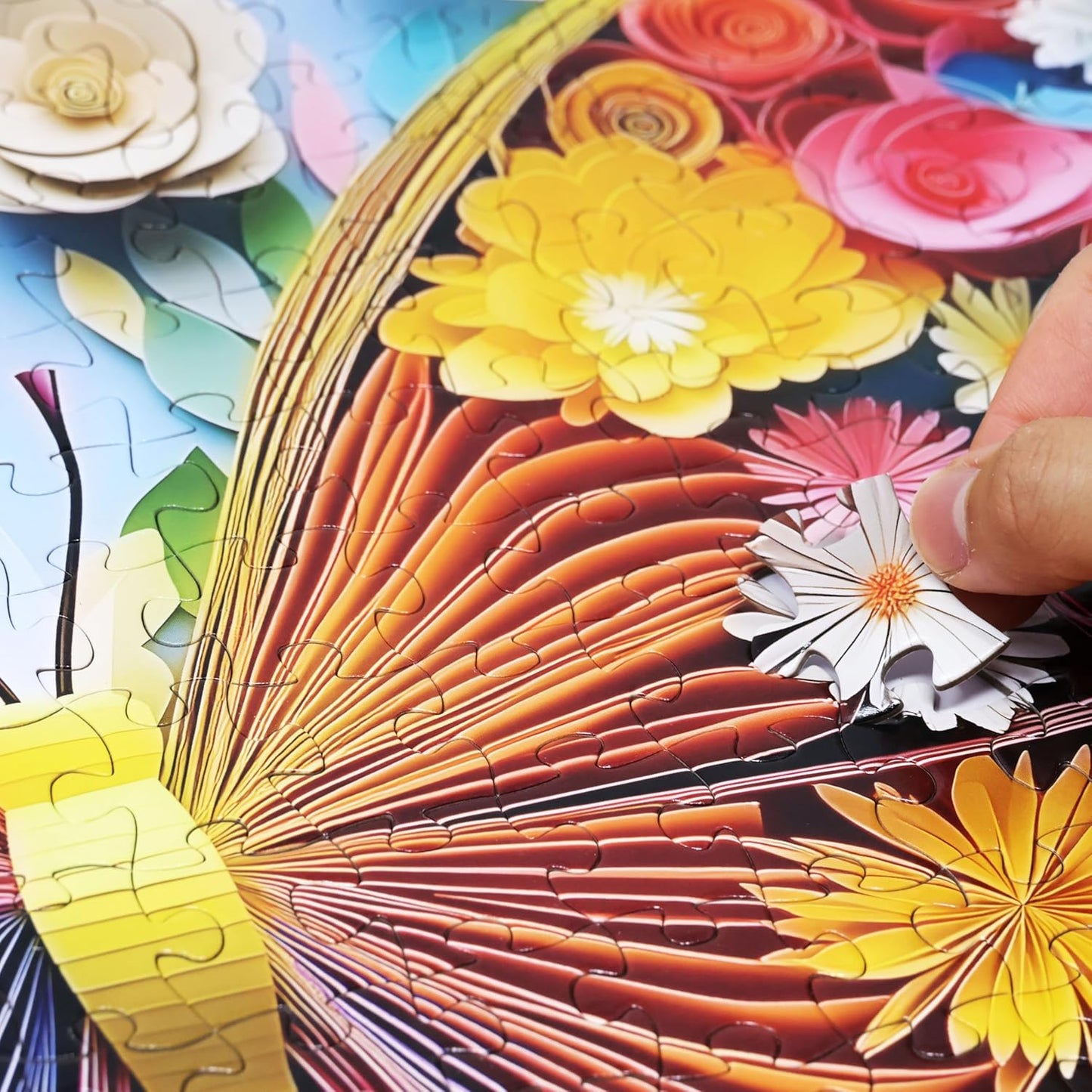 Think2Master Colorful Vibrant Flower Butterfly 500 Pieces Large Format Jigsaw Puzzle: Kids 12+, Teens, Adults & Families. Paper Art High Resolution. Great Gift. Size: 26.8” X 18.9”