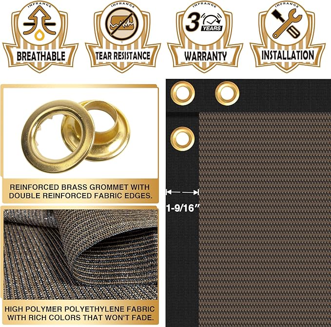 Privacy Fence Screen 8' x 50' Heavy Duty Mesh Windscreen Cloth Brown