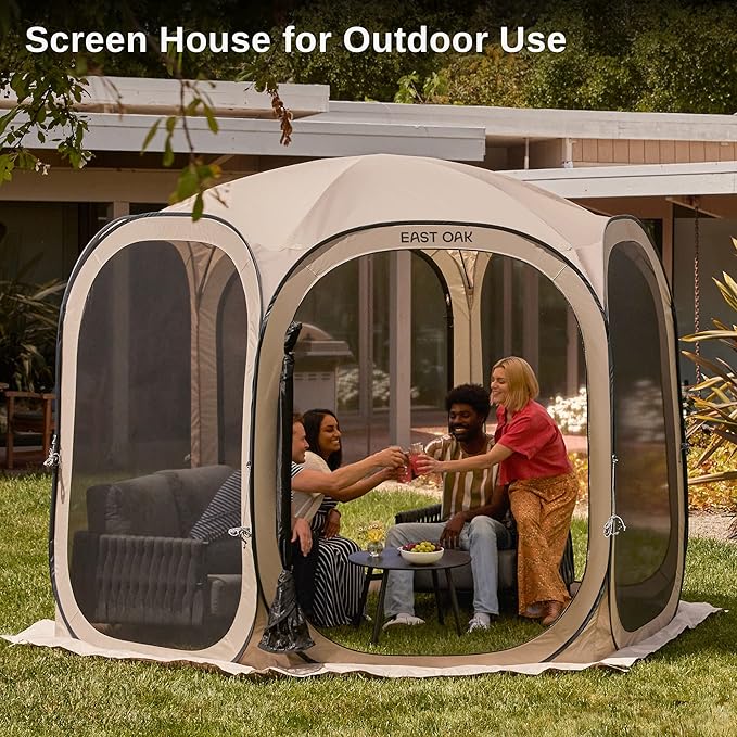 EAST OAK Screen House Tent Pop-Up, Portable Screen Room Canopy Instant Screen Tent 6 x 6 FT & 10 x 10 FT