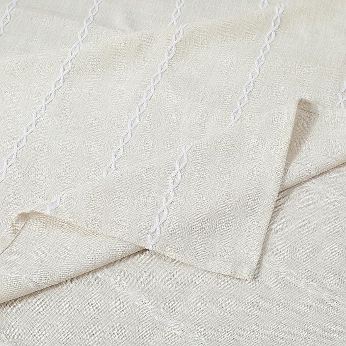 Chassic 60 x 104 inches Farmhouse Style Linen tablecloths, Wrinkle Resistant Washable Dining Room Table Cloths for 6 Foot Rectangle Tables - Beige