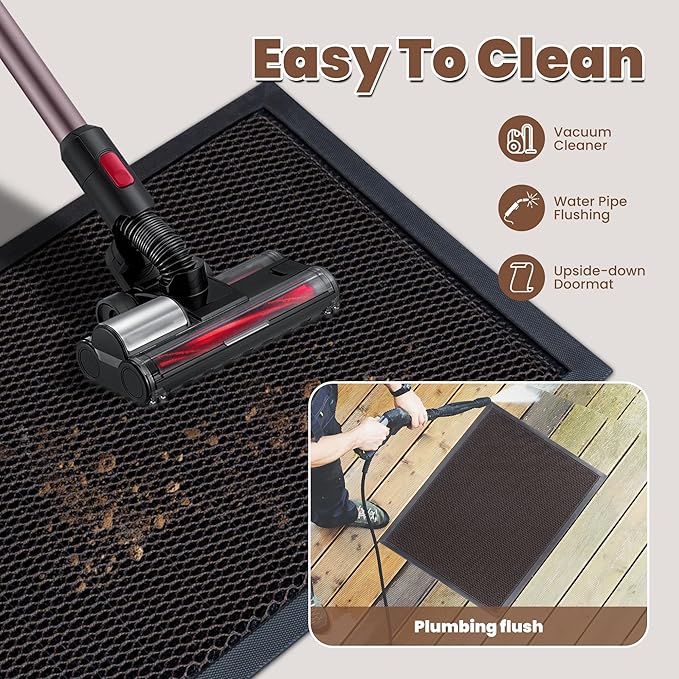 Outdoor Indoor Door Mats for Entryway, Heavy Duty and Durable All-Weather Entry Mat, Low Profile, Non-Slip and Easy Clean Outdoor Doormat for Entrance, Patio and Garage (Brown 36"x24")