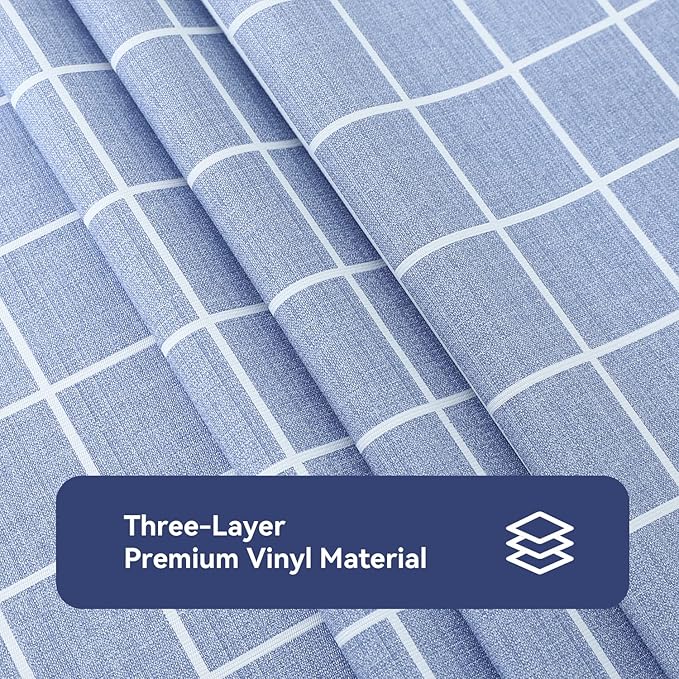 Romanstile Rectangle Vinyl Tablecloth, 100% Waterproof Oil-Proof Checkered Plastic Table Cloth, Heavy Duty Wipeable Table Covers for Dining, Camping, Picnic, Outdoor - 54 x 78 Inch, Blue