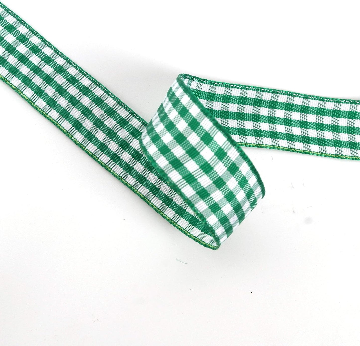 Green Gingham Plaid Checked Ribbon 25 Yards Each Roll 100% Polyester (5/8",Green)