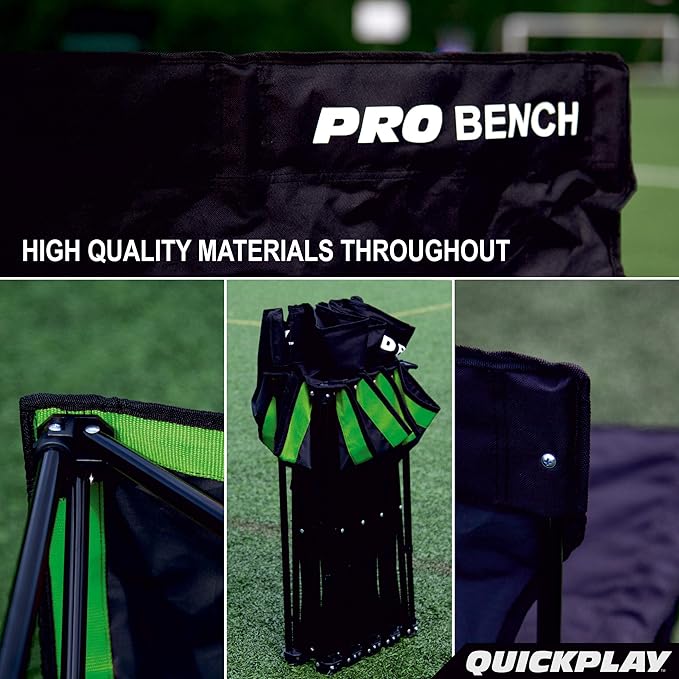 QUICKPLAY PRO Portable Folding Bench – Available in 4, 6, and 9 Seats & 6-Seat Shelter | Heavy-Duty, Fast Set-Up Seating for Sports, Camping, and Outdoor Activities