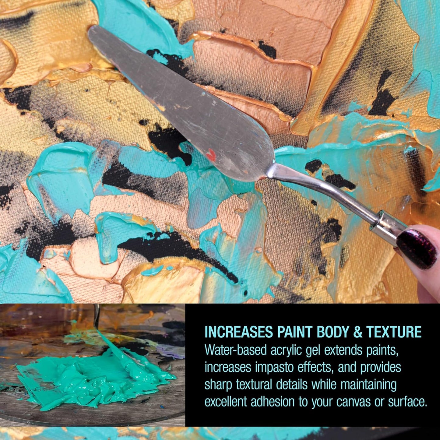 U.S. Art Supply Impasto Clear Acrylic Gel Medium (500ml Tub) - Layering & Extending Acrylic Paint