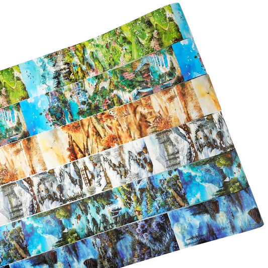 6 Rolls Seasons Landscape Washi Tape Set, 3.15in Large Nature Sticker Tape with Clip for Journaling, Scrapbooking, Planner Decoration, DIY Crafts and Art Projects