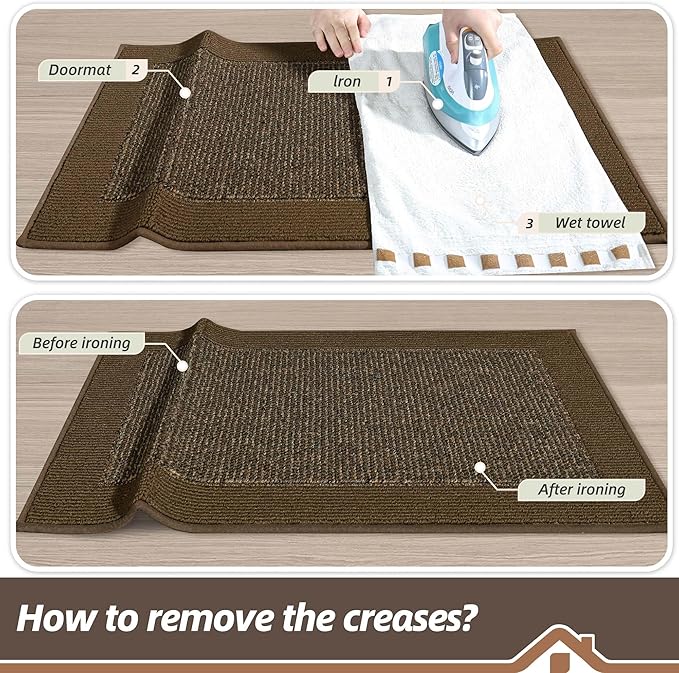 BEQHAUSE Indoor Door Mat 32" x 48", Dirt Trapper Door Mats Non-Slip Entryway Rugs Washable, Resist Dirt Absorbent Welcome Mat, Low Profile Floor Mats for Front Back Door and Entryway, Brown