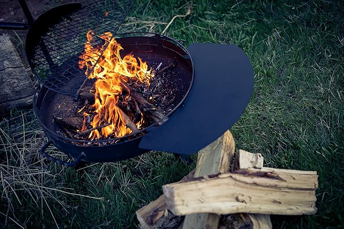 Barebones Cowboy Fire Pit Grill Side Table 23-Inch - Cowboy Grill Accessories for Outdoor Grills - Camping Cookware